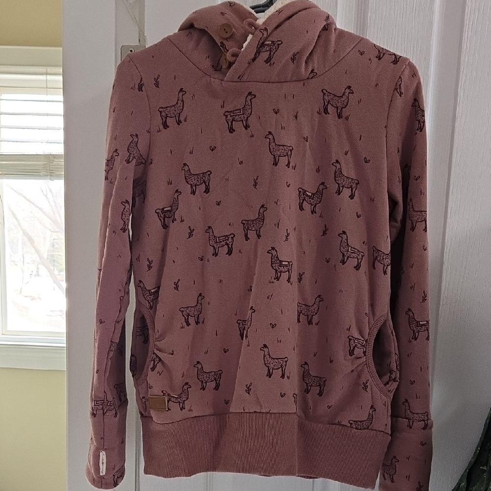Twik Dark Pink Hoodie with Llama Print
